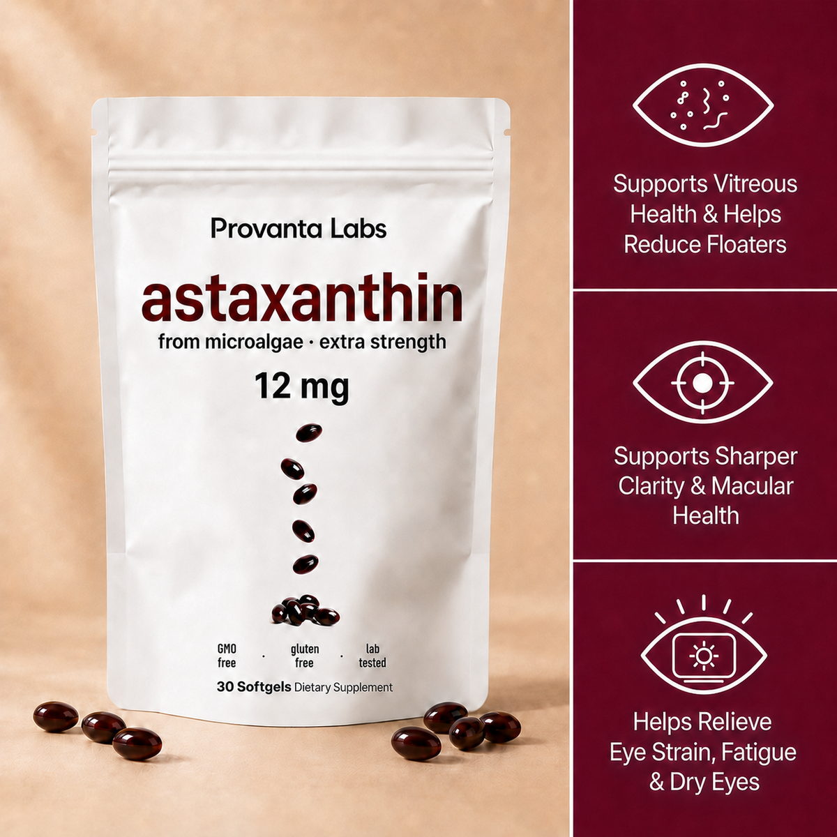 Provanta Labs Astaxanthin 12mg Softgels