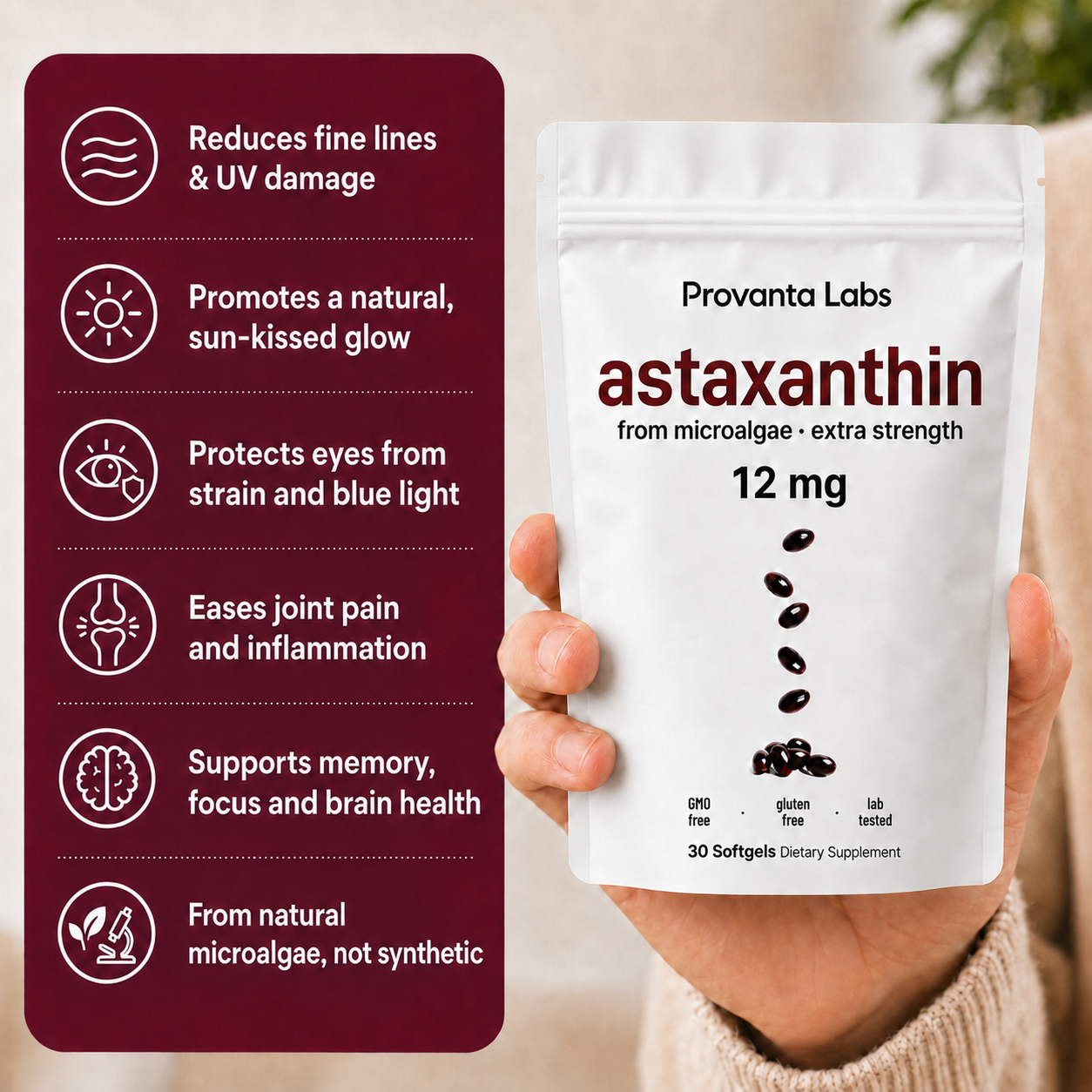 Provanta Labs Astaxanthin Softgels 12mg