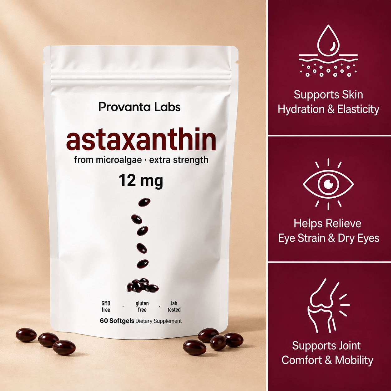 Provanta Labs Astaxanthin Softgels 12mg
